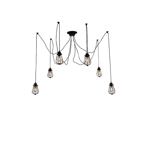 CWI Lighting Tomaso 6 Light Multi Light Pendant - Black finish - 28-in