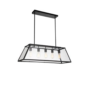 5 Light Down Chandelier with Black finish