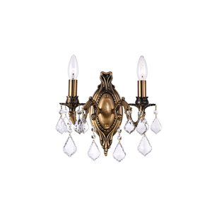 CWI Lighting Brass 2 Light Wall Sconce - French Gold - 8-in x 13-in x 15-in