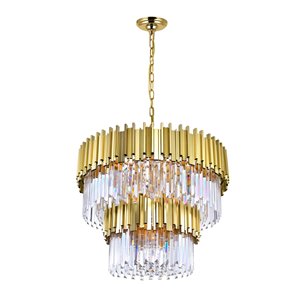 CWI Lighting Deco 12 Light Down Chandelier - Medallion Gold Finish - 32-in