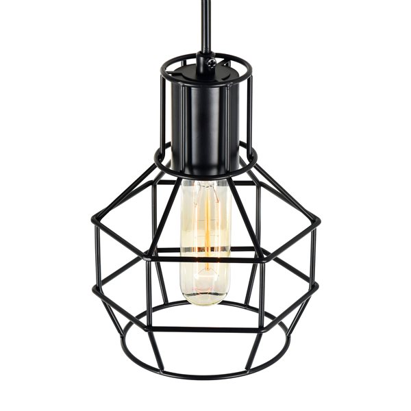 CWI Lighting Secure 1 Light Down Mini Pendant - Black finish - 6-in