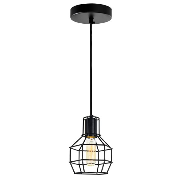 CWI Lighting Secure 1 Light Down Mini Pendant - Black finish - 6-in