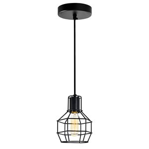 CWI Lighting Secure 1 Light Down Mini Pendant - Black finish - 6-in