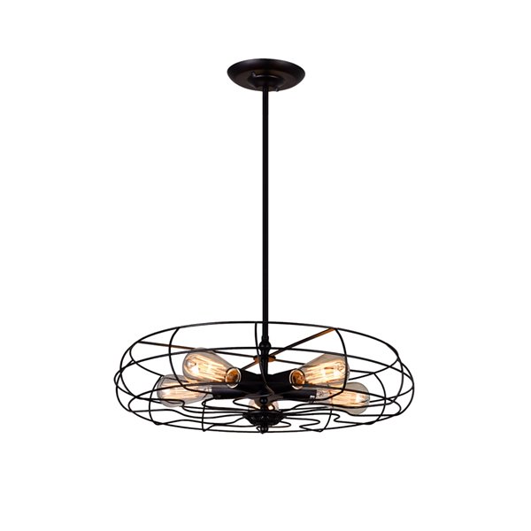 CWI Lighting Pamela 5 Light  Pendant - Black finish - 18-in
