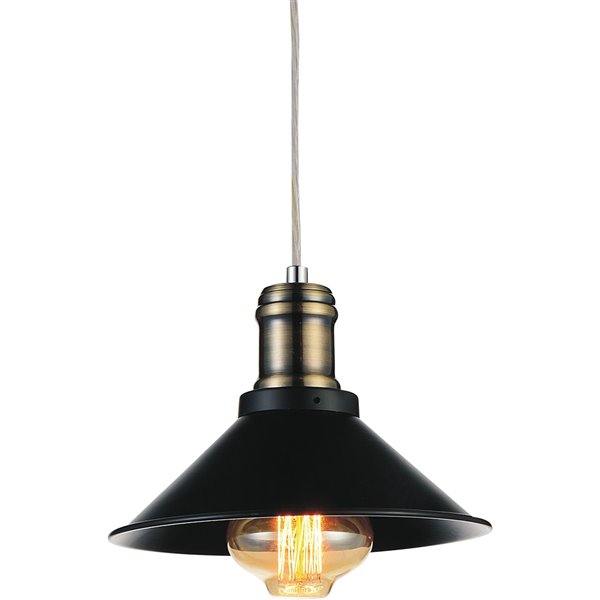 CWI Lighting Brave 1 Light Down Mini Pendant - Black finish - 8-in