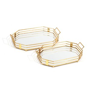 Gild Design House Tavina Geometric Trays - Gold - Set of 2