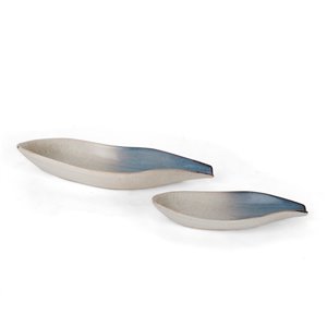 Ensemble de 2 plateaux décoratifs en céramique Ossianm Gild Design House, argent