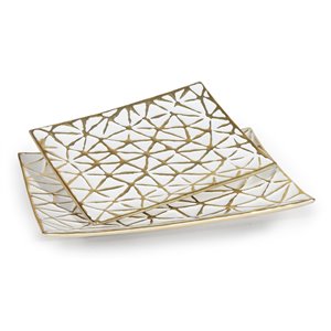 Gild Design House Yeva Decoratives Table Trays - White and Gold - Set of 2