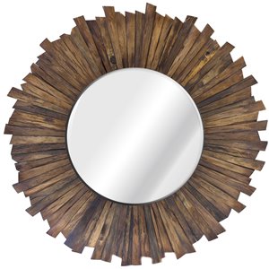 Miroir Kavya Gild Design House, brun naturel, 35 po x 35 po