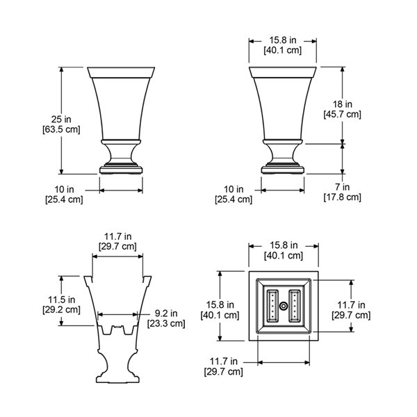 Mayne Vienna  Urn Planter - 25-in - White