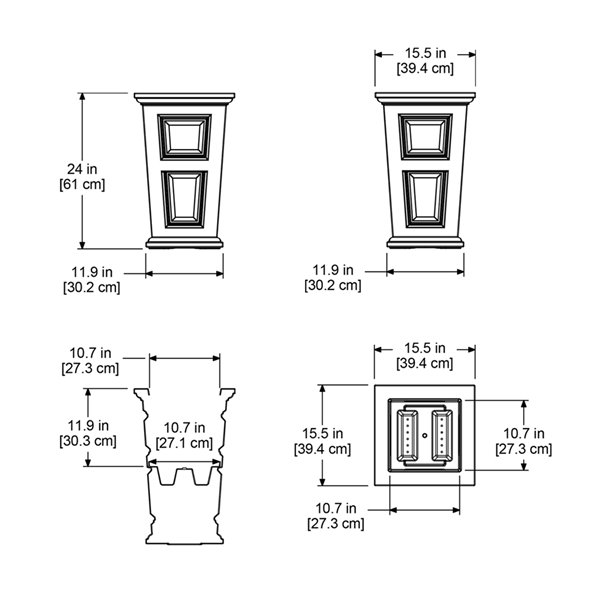 Mayne Wyndham  Planter - 24-in - White