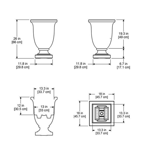 Mayne Augusta Square  Planter - 26-in - Espresso