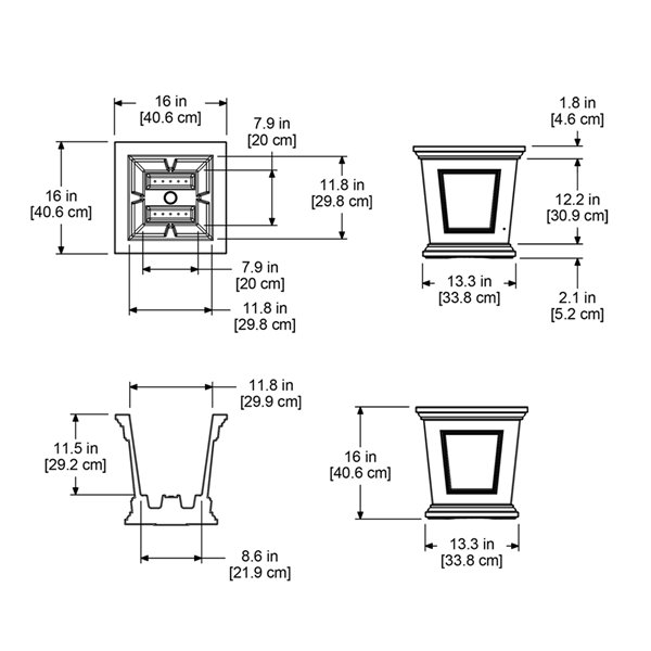 Mayne Fairfield Square Planter - 16-in x 16-in - White