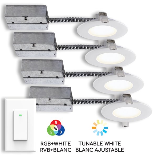 Bazz Smart Home Bazz Smart Wi Fi Led Recessed Lighting Kit With Wall Light Switch White Set Of 4 Wfkit600 Rona