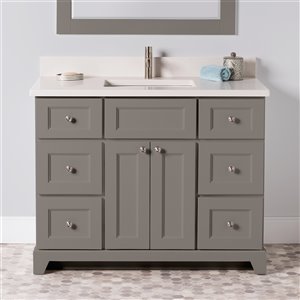 St. Lawrence Cabinets London Titanium Grey Single Bathroom Vanity with Dover White Quartz Top