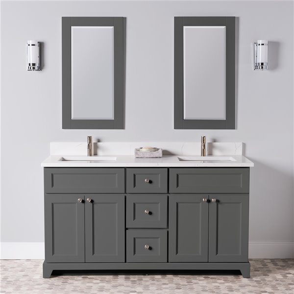 St. Lawrence Cabinets London 60-in Graphite Double Bathroom Vanity with ...