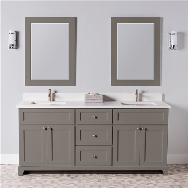 St. Lawrence Cabinets London 72-in Titanium Grey Double Bathroom Vanity ...