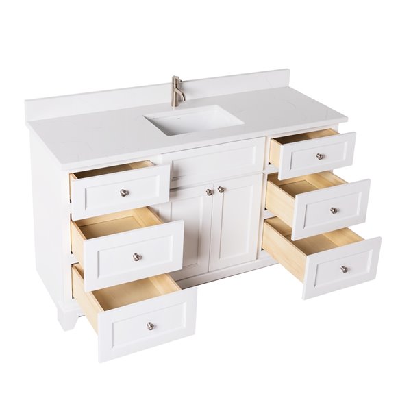 St. Lawrence London 60in White Double Bathroom Vanity with