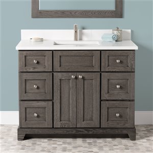 St. Lawrence Cabinets Richmond 42-in Grey-Brown Single Bathroom Vanity with White Carrera Quartz Top