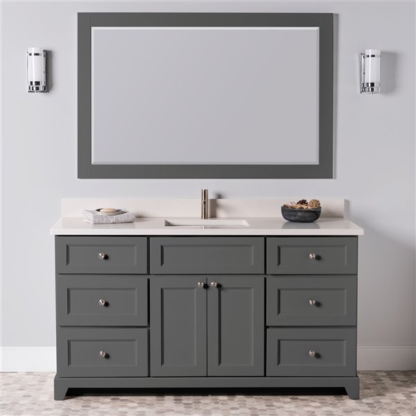 St. Lawrence London 60in Graphite Double Bathroom Vanity with