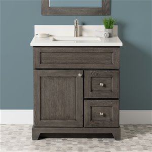 St. Lawrence Cabinets Richmond 30-in Grey Brown Single Bathroom Vanity with Dover White Quartz Top