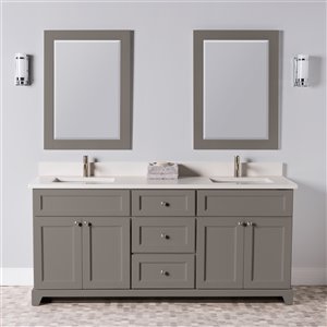 St. Lawrence Cabinets London 72-in Titanium Grey Double Bathroom Vanity with Dover White Quartz Top