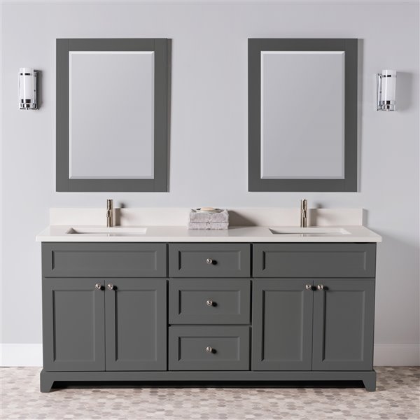 St. Lawrence Cabinets London 72-in Graphite Double Bathroom Vanity with ...