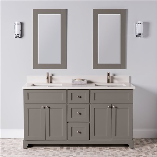 St. Lawrence Cabinets London 60-in Titanium Grey Double Bathroom Vanity ...