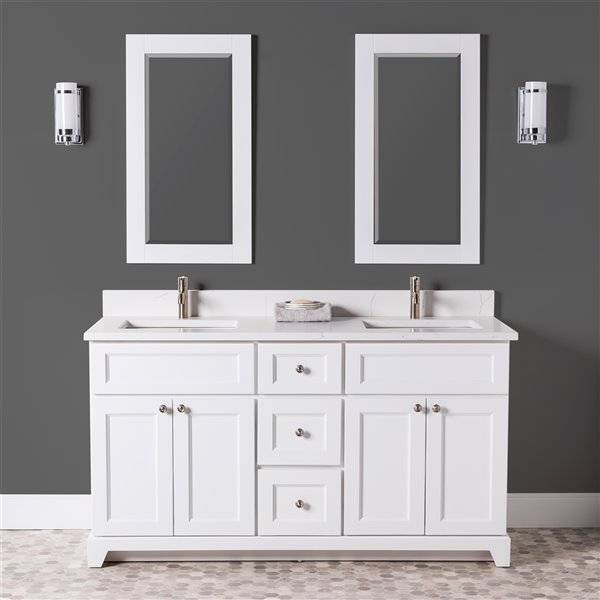 St. Lawrence London 60in Double White Bathroom Vanity with