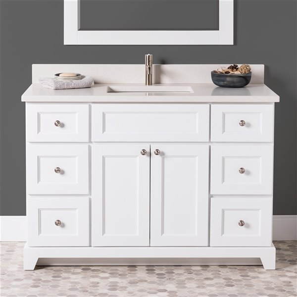St Lawrence Cabinets London 48 In, White Quartz Vanity Top 48