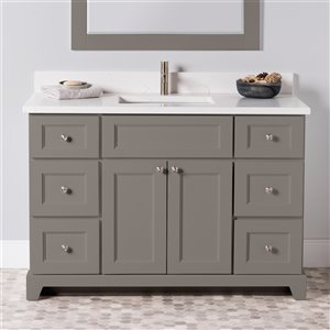 Meuble-lavabo simple London de St. Lawrence Cabinets, comptoir en quartz Carrera, 48 po, gris titane