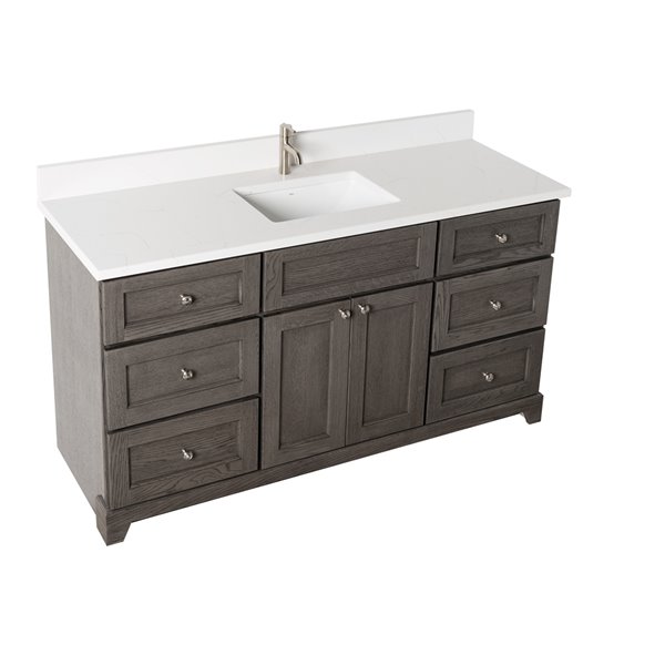 St. Lawrence Richmond 60in Single Grey Brown Bathroom Vanity