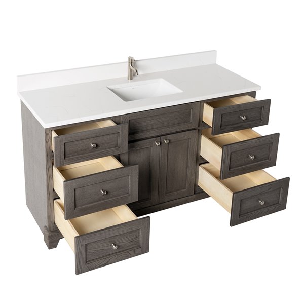 St. Lawrence Richmond 60in Single Grey Brown Bathroom Vanity