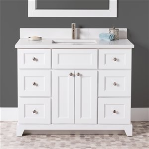 St. Lawrence Cabinets London 42-in White Single Sink Bathroom Bathroom Vanity with White Carrera Quartz Top