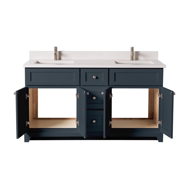 St. Lawrence London 60in BlueGrey Double Sink Bathroom