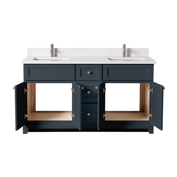 Meublelavabo double London de St. Lawrence grisbleu de 60 po