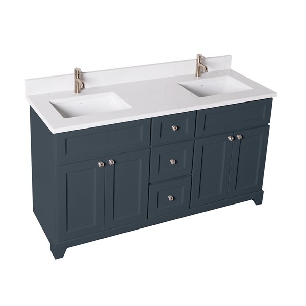 Meublelavabo double London de St. Lawrence grisbleu de 60 po