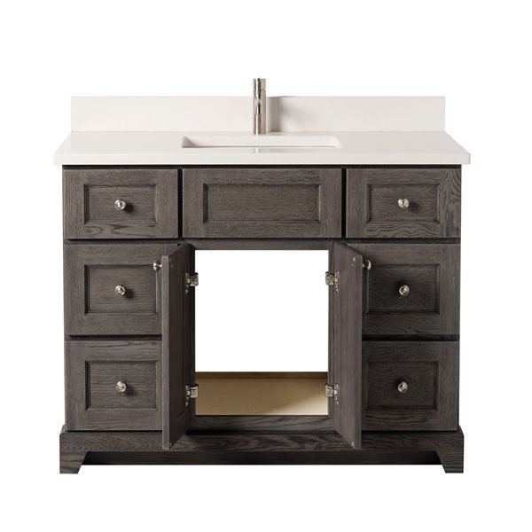 St. Lawrence Cabinets Richmond 42-in Grey-Brown Single Sink Bathroom Vanity with Dover White Quartz Top