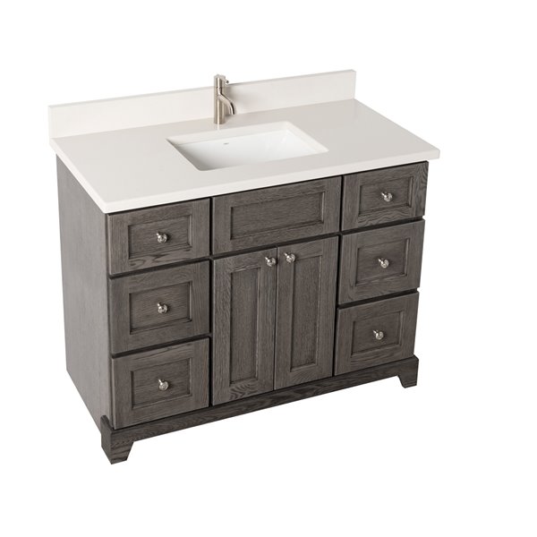 St. Lawrence Cabinets Richmond 42-in Grey-Brown Single Sink Bathroom Vanity with Dover White Quartz Top