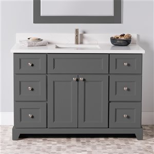 Meuble-lavabo simple London de St. Lawrence Cabinets, comptoir en quartz Carrera, 48 po, gris graphite