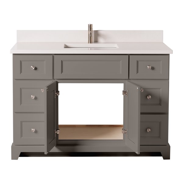 St. Lawrence Cabinets London 48-in Titanium Grey Single Sink Bathroom Vanity with Dover White Quartz Top