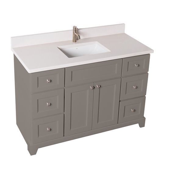 St. Lawrence Cabinets London 48-in Titanium Grey Single Sink Bathroom Vanity with Dover White Quartz Top