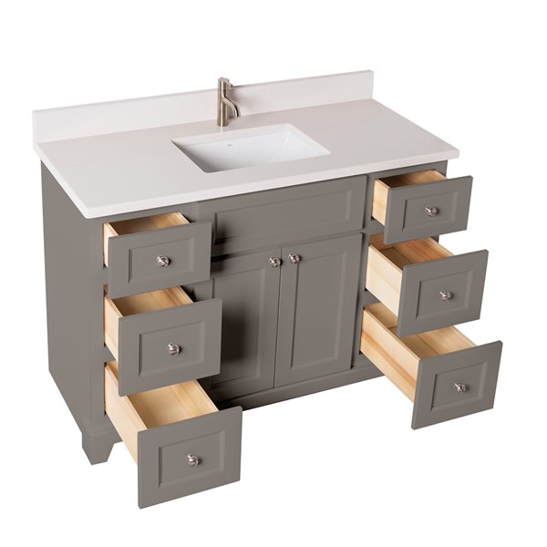 St. Lawrence Cabinets London 48-in Titanium Grey Single Sink Bathroom Vanity with Dover White Quartz Top