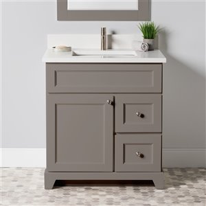 Meuble-lavabo simple London de St. Lawrence Cabinets, comptoir en quartz Carrera, 30 po, gris titane