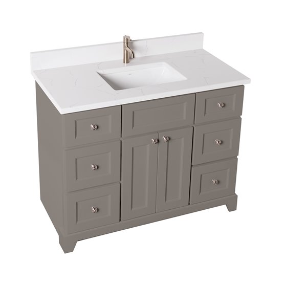 St Lawrence Cabinets London 42 In Titanium Grey Single Sink Bathroom Vanity With White Carrera Quartz Top Rona St Lawrence Cabinets London 42 In, 42 White Vanity No Top