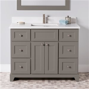 St. Lawrence Cabinets London 42-in Titanium Grey Single Sink Bathroom Vanity with White Carrera Quartz Top