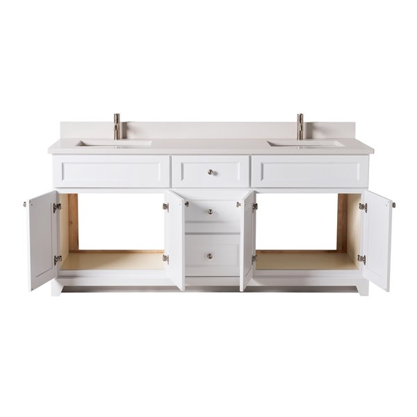 St. Lawrence London 72in White Double Sink Bathroom Vanity