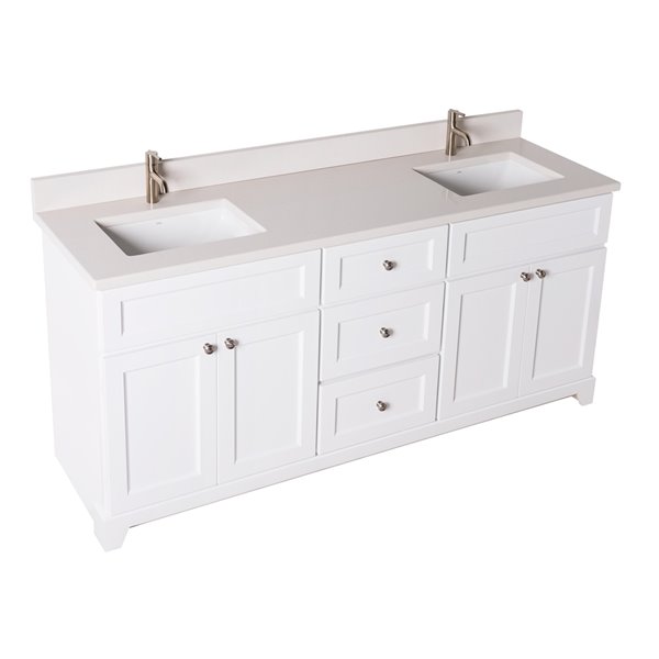 Double Sink Bathroom Vanity, 72 White Bathroom Vanity With Quartz Top