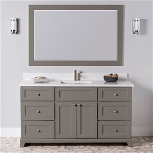 St. Lawrence Cabinets London 60-in Titanium Grey Single Sink Bathroom Vanity with White Carrera Quartz Top