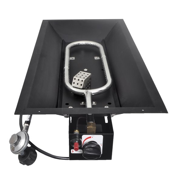 Paramount Rectangle Convertible Burner Black Pan SS Burner - 50,000 BTUs